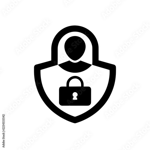Secure login icon a black silhouette on a white background
