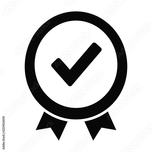 Checkmark icon in circle with ribbon badge symbol