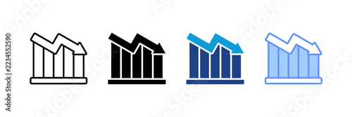 Recession icon set multiple style collection