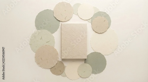 Aesthetic Blank Journal Flat Lay with Sage Green and Cream Earthy Tones