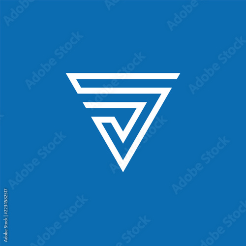 Abstract white geometric logo symbol design on a vibrant blue background
