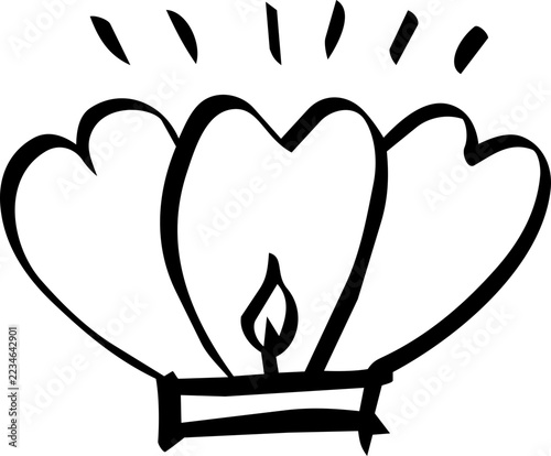 Rounded Petal Lotus Krathong with Candle Doodle Icon