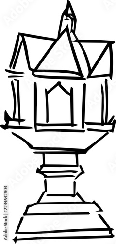Thai Spirit House Shrine Doodle Icon