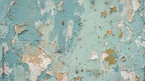 Weathered Blue Peeling Paint Wall Texture Background