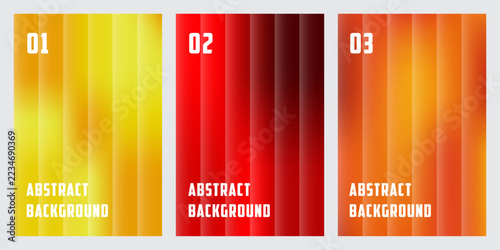 Abstract gradient backgrounds in yellow red and orange tones with numbered panels