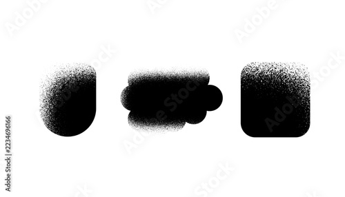 Grainy stipple texture abstract shapes and spray noise design elements vector set