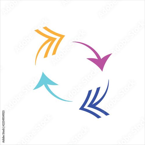 Colorful Arrows Form a Circular Workflow Cycle on White Background for Business Process Management Project Planning Continuous Improvement Operations Diagram and Infographic Design