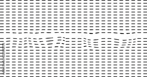 A texture consisting of short horizontal lines in rows. One row is distorted and dented.