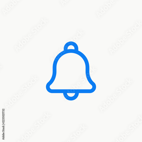 Blue notification bell icon symbol for web application ui ux interface design alert reminder push notification outline line vector
