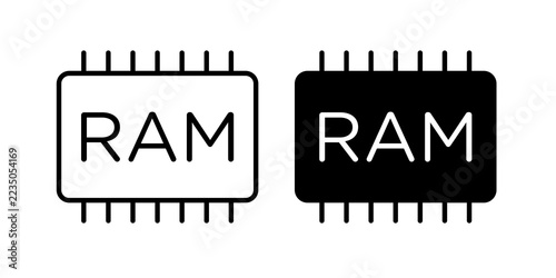 Obraz na plátně RAM memory icon flat outline in black