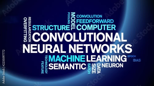 Convolutional Neural Networks animated word cloud-animation tag kinetic typography seamless loop.