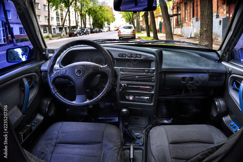 not new car inside instrument panel front seats and rear