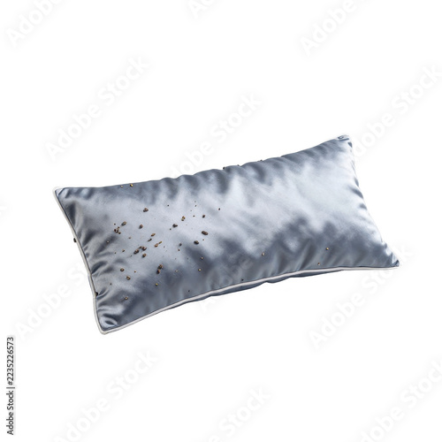 Dirty pillow isolated on black background