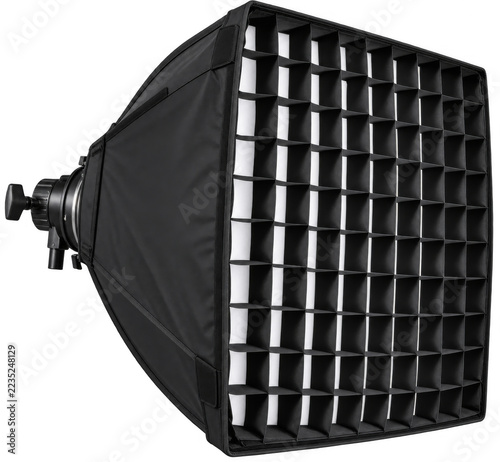 Black grid softbox photography lighting modifier