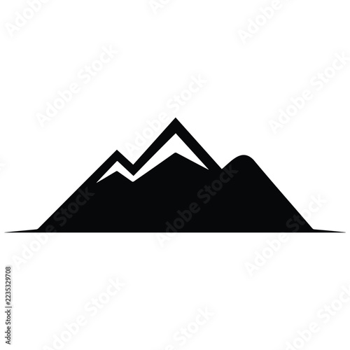 Obraz na plátně Simple black silhouette mountain vector graphic ideal for outdoor and nature branding