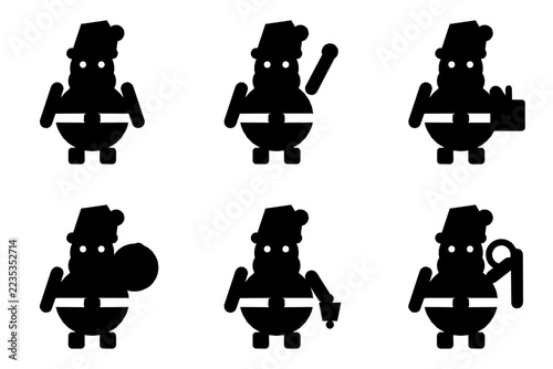 Santa Claus Poses Icon Set Vector Illustration
