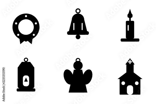 Christmas Decor Icon Set Vector Illustration
