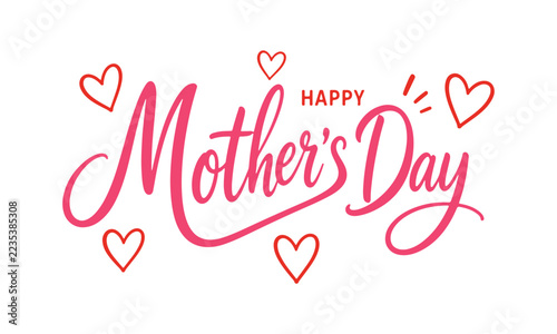 Happy Mother's Day lettering. Pink color hand drawn lettering. Holiday phrase. Vector illustration