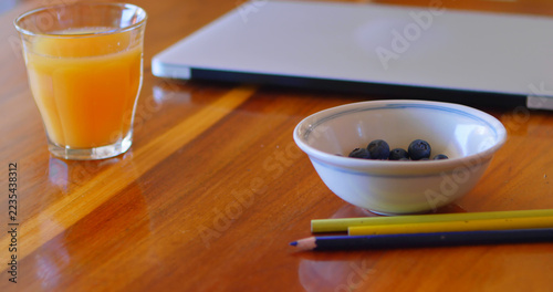 Orange juice with laptop