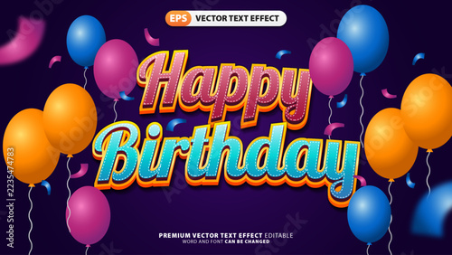 Happy Birthday Text Effect Template