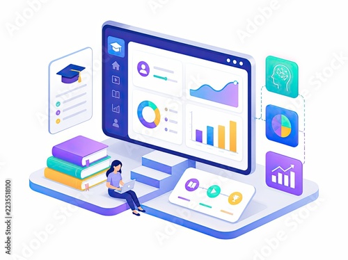 Education Market Trends: Digital learning platform dashboard with adaptive courses and learner analytics
