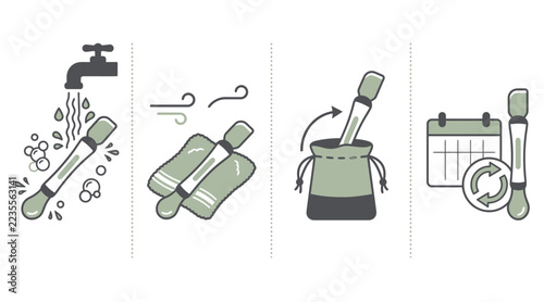 Instruction steps for cleaning and maintaining a reusable silicone ear swab tool for personal hygiene and daily beauty care routine