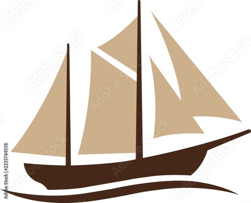 Noah's Ark, Biblical Vessel of Salvation with Three Sails, Christian Religious Vector Illustration