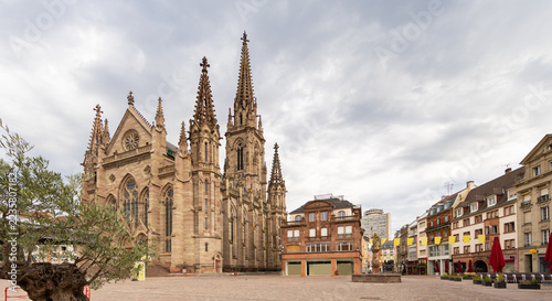 Obraz na plátně Neo-Gothic Protestant church, located on Reunion Square in Mulhouse, France