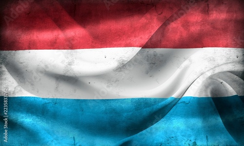 Fotografie Vintage look 3D illustration of a Luxembourg flag - realistic waving fabric flag