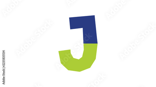 Stylized Geometric Letter J Logo Icon in Navy Blue and Lime Green