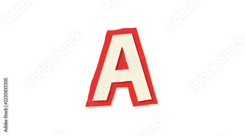 Stylized Cartoon Letter A, Red and White Comic Book Style Alphabet Typography Isolated on White Background