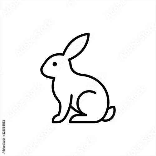 Simple line art rabbit icon graphic design minimalist outline