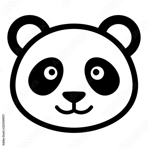 Simple panda bear face icon minimalist black and white graphic