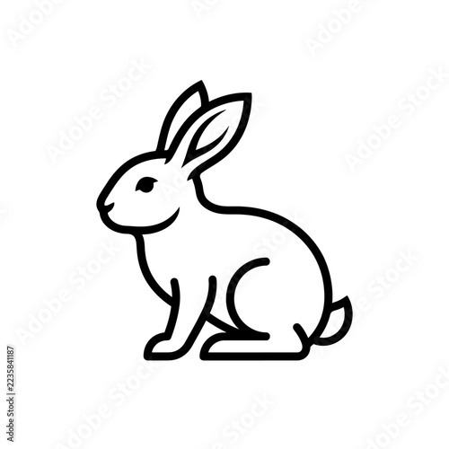 Simple rabbit line art icon vector graphic isolated on white background