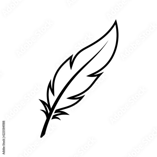 Simple quill feather outline graphic element for design projects