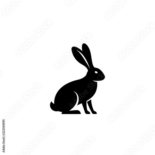 Simple rabbit silhouette icon for animal and nature themes