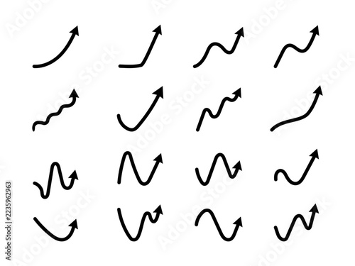 Growth Arrow Set. Bold upward curved pointers for progress and success