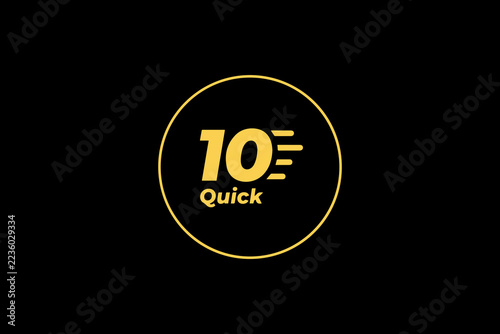 Number 10 quick speed icon logo design inside circular frame on black background