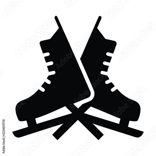 Classic Figure Ice Skates Crossed Diagonally Vector Illustration