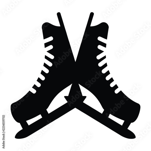 Classic Figure Ice Skates Crossed Diagonally Vector Illustration