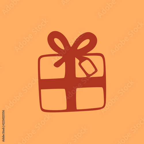 Christmas present box with tag outline icon