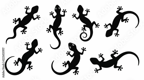 set of silhouettes of cats