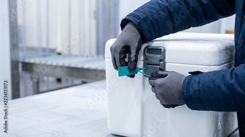 Securing a cold-chain medicine shipper at the dock
