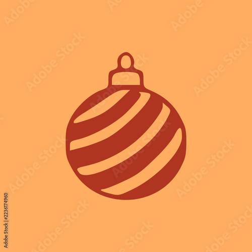 Striped Christmas tree bauble ornament icon 