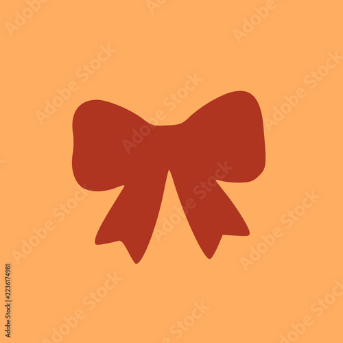 Red solid Christmas bow ribbon icon 