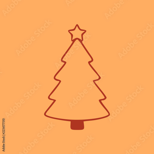 Christmas tree outline icon with star topper