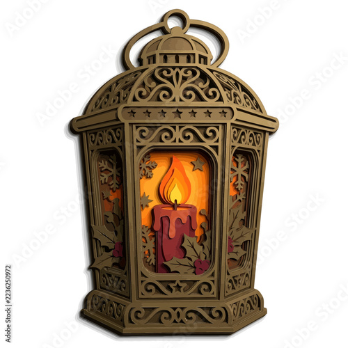 Layered Cardboard Lantern with Candle