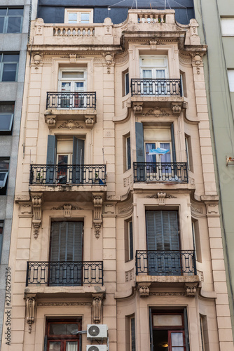 Fotografie Ornate historic residential building facade in Buenos Aires, Argentina, featurin