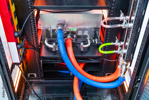 Obraz na plátně server racks with a liquid cooled supercomputer system with tube