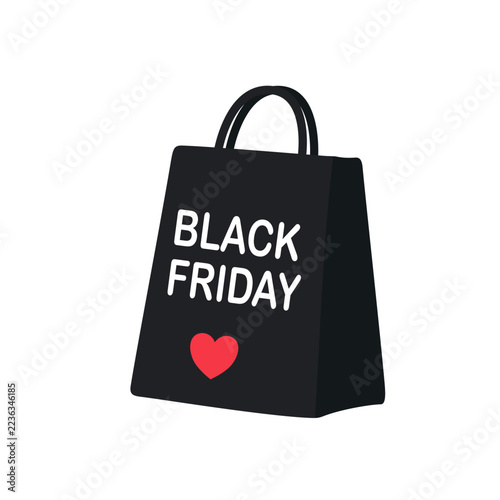 Black Friday shopping bag with heart icon⁠